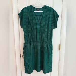 Banana Republic Factory Green Dress V-Neck Dolman Short Sleeve